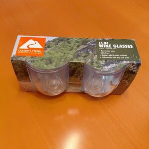 Ozark Trail 14oz Camping Wine Glasses Removable Stem Plastic Set Of 2